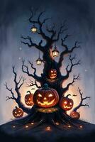 Halloween affiche avec citrouille Contexte photo