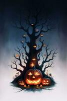 Halloween affiche avec citrouille Contexte photo
