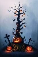 Halloween affiche avec citrouille Contexte photo