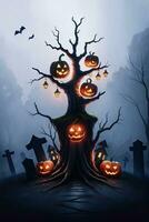 Halloween affiche avec citrouille Contexte photo