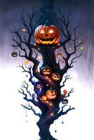 Halloween affiche avec citrouille Contexte photo