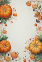 aquarelle Contexte avec citrouilles Halloween ou récolte Festival photo