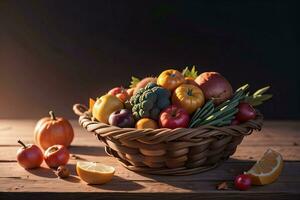 studio photo de le panier avec l'automne récolte des légumes