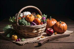 studio photo de le panier avec l'automne récolte des légumes