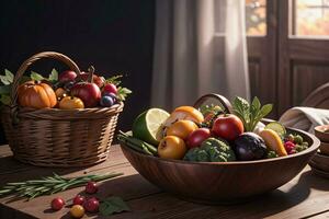 studio photo de le panier avec l'automne récolte des légumes