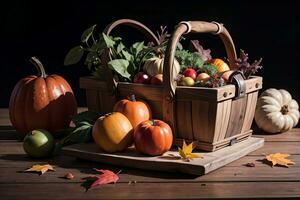 studio photo de le panier avec l'automne récolte des légumes