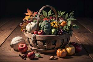 studio photo de le panier avec l'automne récolte des légumes