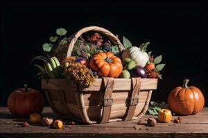 studio photo de le panier avec l'automne récolte des légumes