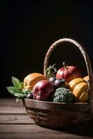 studio photo de le panier avec l'automne récolte des légumes