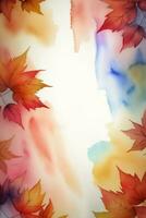 aquarelle Contexte pour texte avec l'automne tomber feuilles photo