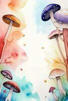 aquarelle Contexte pour texte avec champignons photo