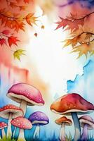 aquarelle Contexte pour texte avec champignons photo