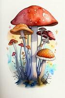 aquarelle Contexte pour texte avec champignons photo