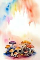 aquarelle Contexte pour texte avec champignons photo