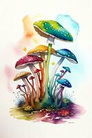 aquarelle Contexte pour texte avec champignons photo