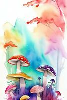 aquarelle Contexte pour texte avec champignons photo