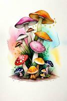 aquarelle Contexte pour texte avec champignons photo