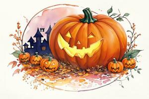 aquarelle Halloween citrouille Contexte photo