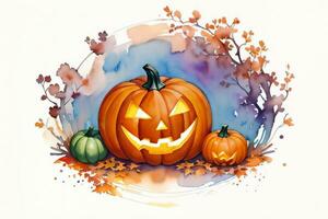 aquarelle Halloween citrouille Contexte photo