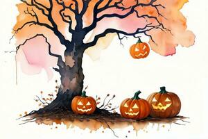 aquarelle Halloween citrouille Contexte photo