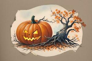 aquarelle Halloween citrouille Contexte photo