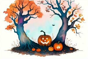 aquarelle Halloween citrouille Contexte photo