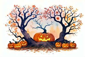 aquarelle Halloween citrouille Contexte photo