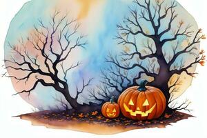 aquarelle Halloween citrouille Contexte photo