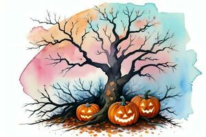 aquarelle Halloween citrouille Contexte photo