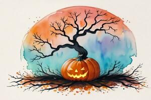 aquarelle Halloween citrouille Contexte photo