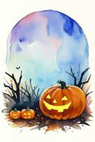 aquarelle Halloween citrouille Contexte photo