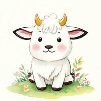 aquarelle les enfants illustration avec mignonne vache clipart photo