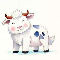 aquarelle les enfants illustration avec mignonne vache clipart photo