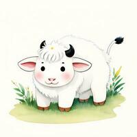 aquarelle les enfants illustration avec mignonne vache clipart photo