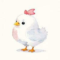 aquarelle les enfants illustration avec mignonne poulet clipart photo