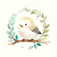 aquarelle les enfants illustration avec mignonne oiseau clipart photo