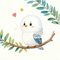 aquarelle les enfants illustration avec mignonne oiseau clipart photo