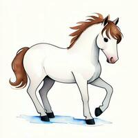 aquarelle les enfants illustration avec mignonne cheval clipart photo