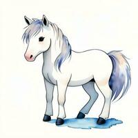 aquarelle les enfants illustration avec mignonne cheval clipart photo