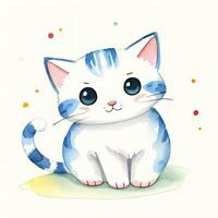 aquarelle les enfants illustration avec mignonne minou chat clipart photo