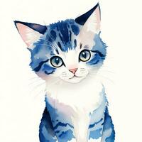 aquarelle les enfants illustration avec mignonne minou chat clipart photo