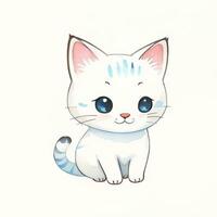 aquarelle les enfants illustration avec mignonne minou chat clipart photo