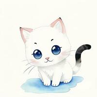 aquarelle les enfants illustration avec mignonne minou chat clipart photo