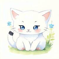 aquarelle les enfants illustration avec mignonne minou chat clipart photo