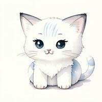 aquarelle les enfants illustration avec mignonne minou chat clipart photo