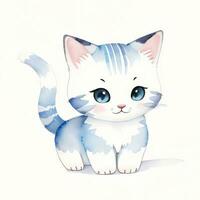 aquarelle les enfants illustration avec mignonne minou chat clipart photo