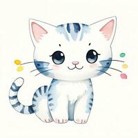 aquarelle les enfants illustration avec mignonne minou chat clipart photo