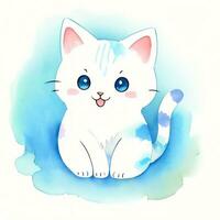 aquarelle les enfants illustration avec mignonne minou chat clipart photo