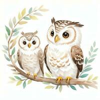 aquarelle les enfants illustration avec mignonne hibou clipart photo