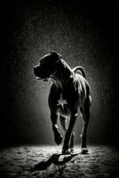 chien chiot chien studio canne corso silhouette photo noir blanc rétro-éclairé mouvement contour tatouage